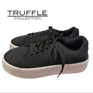 Truffle Collection Women's Black Canvas Platform Sneakers 7 40